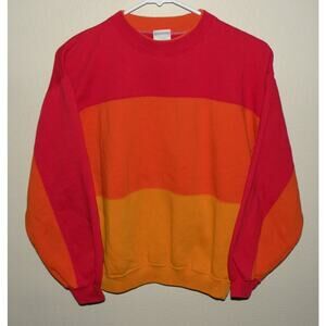 Vtg Mervyns Cheetah Boys Large 14-16 LS Crew Neck Sweatshirt Red Orange Yellow